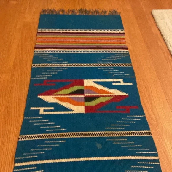 Otegas weaving shop runner Vintage blue purple orange red green white black (1)